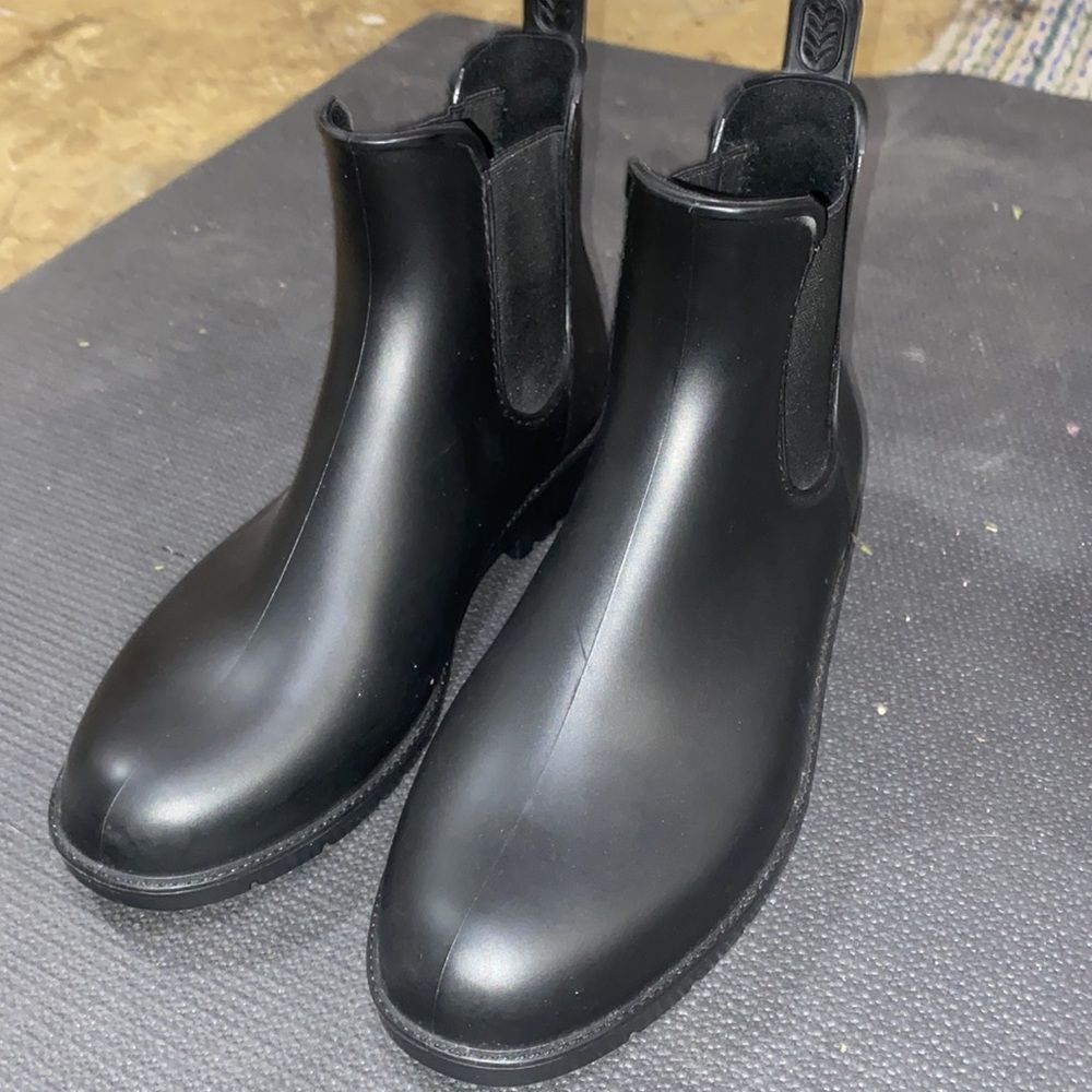 Women’s Chelsea Rain Boots Waterproof Slip-On Elastic Mid-Calf Rubber Boots 9.5 - Picture 3 of 6